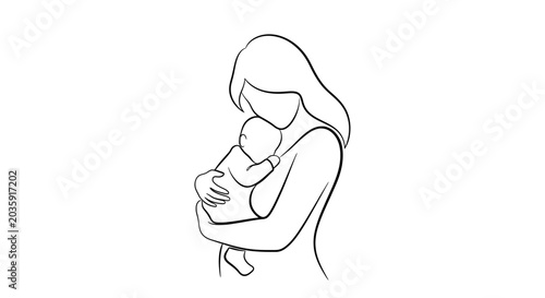 Fotografie Mother holding newborn baby close.