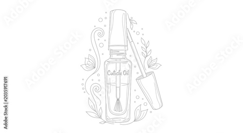 Perfume bottle and flowers illustration.