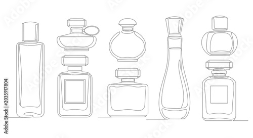 Perfume Bottles Line Drawing Illustration.