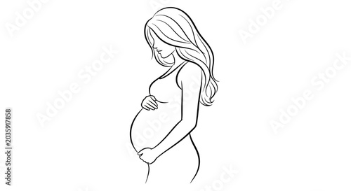 Pregnant Woman Holding Her Belly.