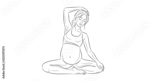 Pregnant woman in yoga pose.