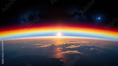 Stunning earth view from space colorful atmosphere and celestial bodies