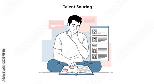 Talent Sourcing Manager Reviewing Candidate Resumes Online