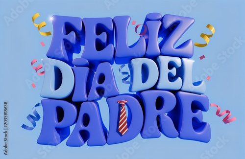 Texto azul del Feliz Día del Padre en 3D