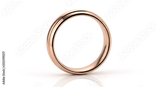 Elegant rose gold wedding band on white background