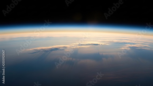 Stunning aerial view of the earth with clouds and atmospheric layers