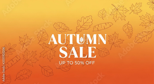Fotografía Autumn Sale Up To 50 Percent Off With Leaf Graphics.