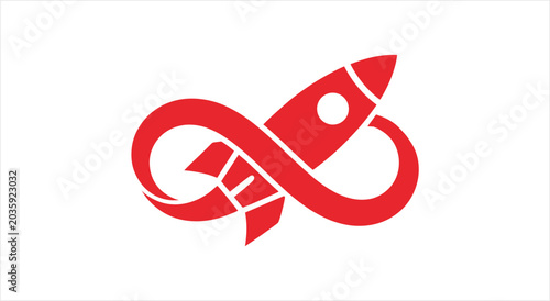 Red Rocket Infinity Symbol Logo Design.