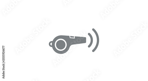 Tableau sur toile Grey referee whistle icon with sound wave symbol.