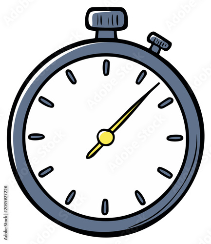 Simple hand drawn stopwatch icon for sports timing and speed measurement