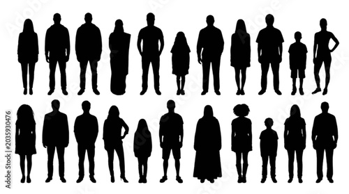 Foto Silhouette people walking in a group isolated on transparent background, Vector