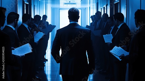 Businessmen in a hallway
