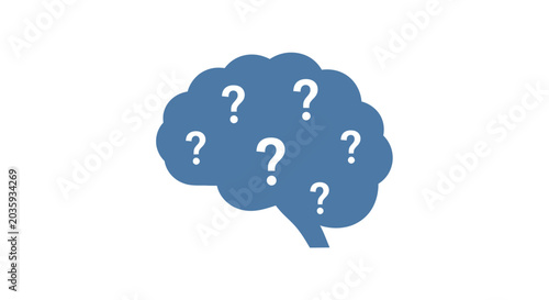 Bild auf Leinwand Human brain silhouette filled with white question marks.