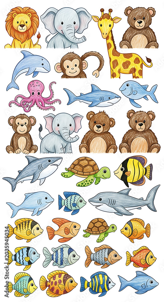 Obraz premium Colorful Animal Stickers