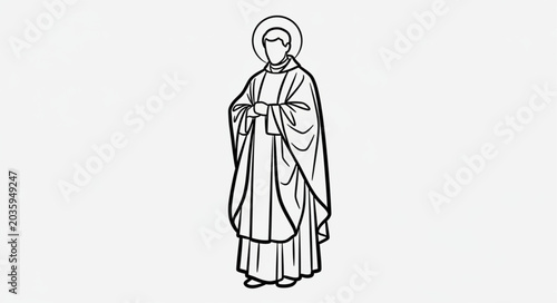 Quadro em tela Stylized Illustration of a Saintly Figure in Religious Vestments.