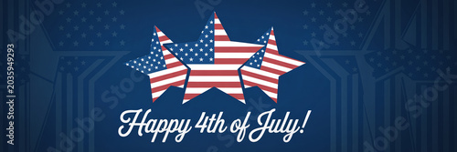 Happy 4th of July Stars Illustration with American Flag Colors on Blue Background