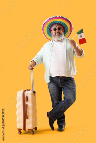 Mature man in sombrero hat ...