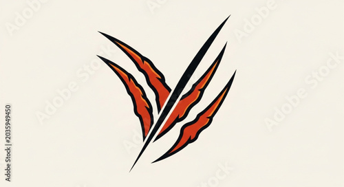 Tableau sur toile Stylized illustration of sharp claw marks on a light background.