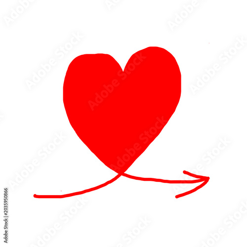 Heart arrow doodle vector icon. Hand drawn heart love sketch illustration. Decorative Valentines Day doodle elements.