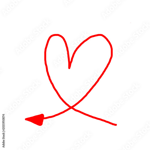 Heart arrow doodle vector icon. Hand drawn heart love sketch illustration. Decorative Valentines Day doodle elements.