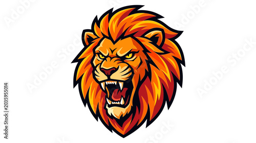 Tableau sur toile Fierce Lion Head Mascot Logo - Roaring Animal Emblem