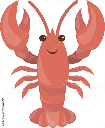 Cute red lobster character illustration