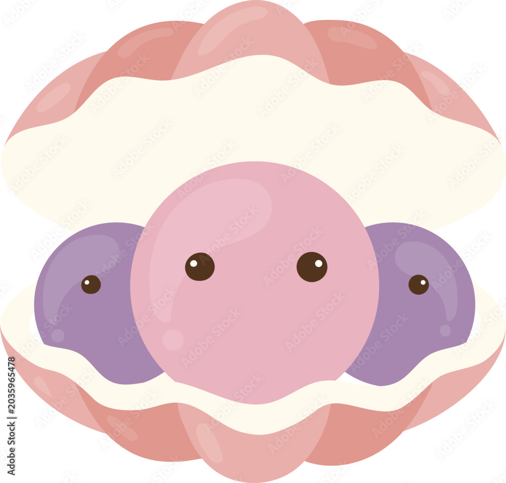 Naklejka premium Cute pink pearl oyster shell illustration