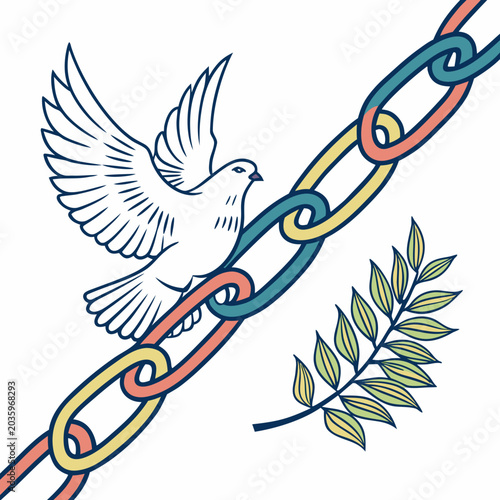 Canvas Print Dove breaking chain symbolism freedom peace hope.