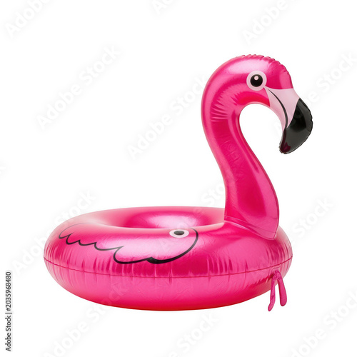 Pink flamingo float toy on water isolated on transparent background