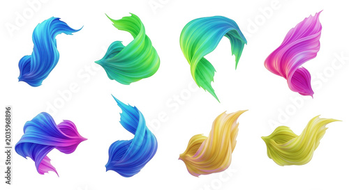 colorful ribbons swirling on white background movement background is plain white design elements