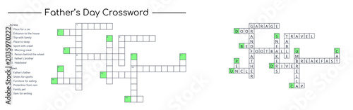 Father’s Day crossword with answers for kids activity