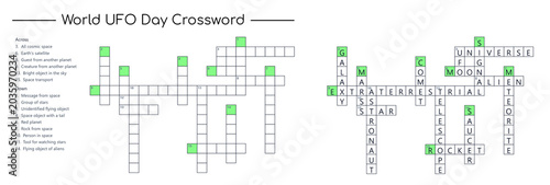 World UFO Day crossword with answers for kids activity