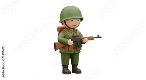 Photos Soldier holding a rifle standing.