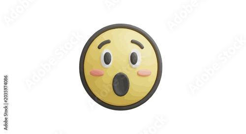 Tableau sur toile Surprised Emoji Face with Blush.