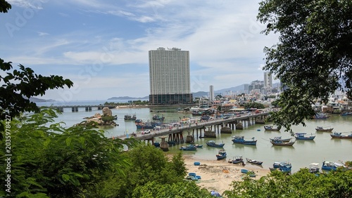 Heritage site in Nha Trang, Vietnam: Ancient Champa Kingdom's Po Nagar Towers surrounded by lush greenery