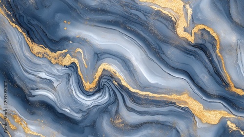Blue marble texture with gold veins, luxury abstract fluid art background, elegant navy and white swirling stone pattern for interior design