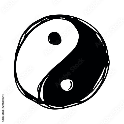 Φωτογραφία Hand drawn yin yang symbol Zen and Tao Harmony and balance Black and white yin a