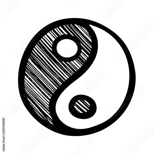 Canvas Print Hand drawn yin yang symbol Zen and Tao Harmony and balance Black and white yin a