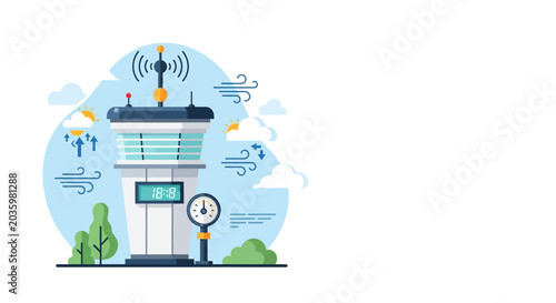 Advanced Airport Meteorology Station Capturing Real-Time Weather Data for Aviation