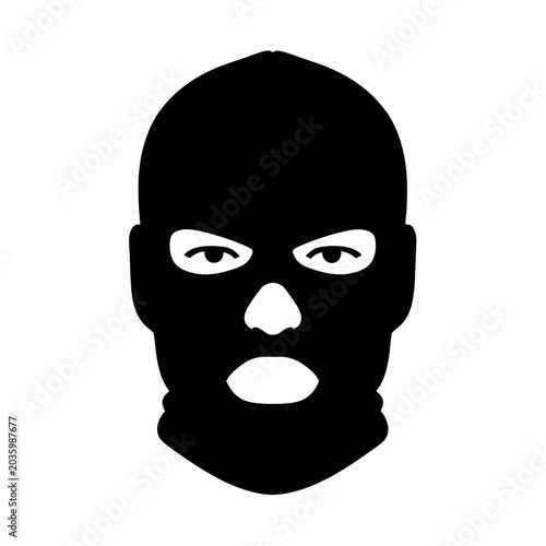 Bild auf Leinwand Black Balaclava Mask, Anonymous Face, Criminal Symbol, Identity Concealment