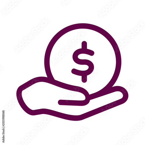 Hand holding dollar sign icon financial support concept isolated on transparent background