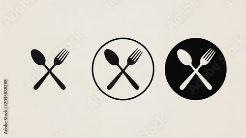 Food icons with crossed utensils on plate