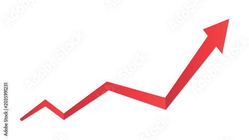 Red Upward Zigzag Arrow Revenue Growth Acceleration Infographic Representing Rapid Business Profit Increase