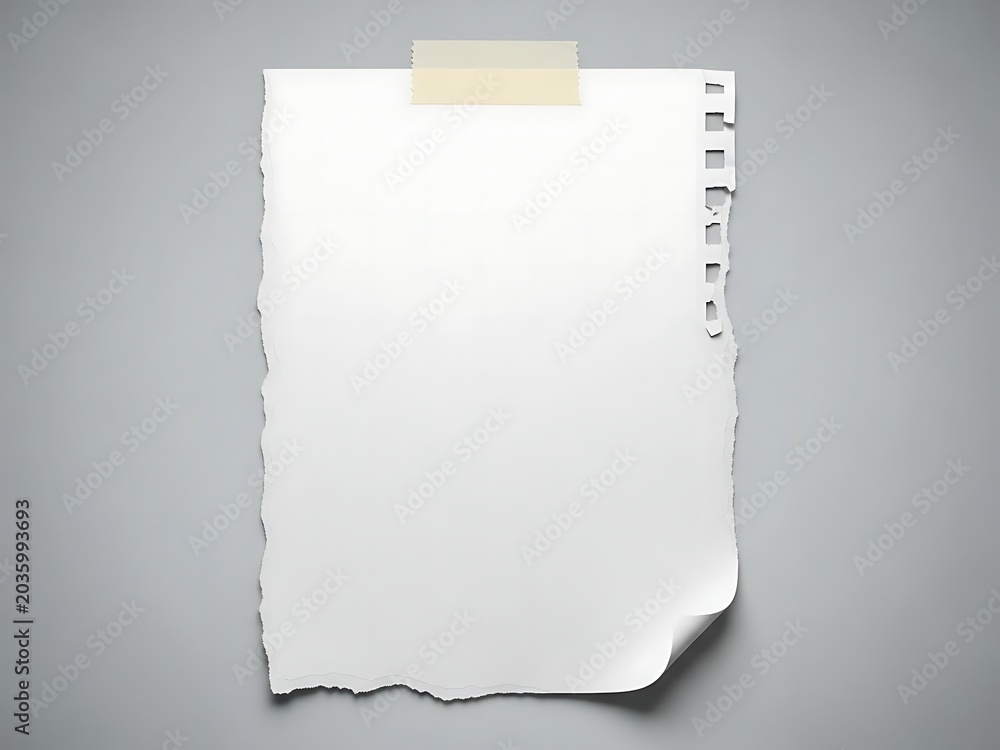 Fototapeta premium Torn Yellow Sticky Note on Crumpled Paper with Ruler Measurement Grid Markings