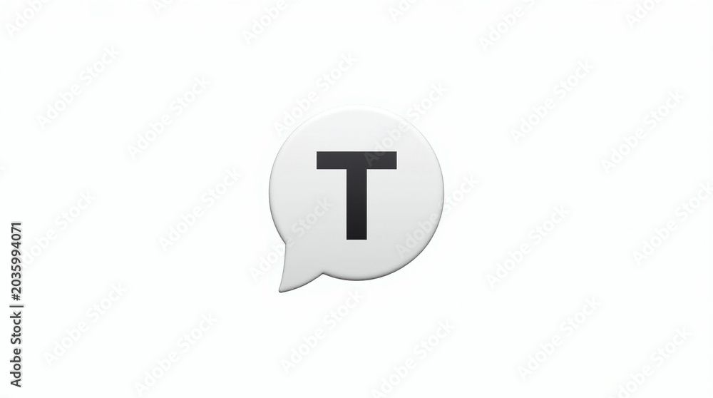 Fototapeta premium Letter t in chat bubble speech icon with alphabet