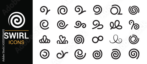Spiral Vortex And Curl Symbol Collection Monochrome Icons