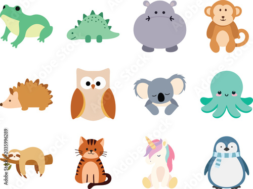 Canvas Print Cute Animal and Fantasy Creature Illustration Collection