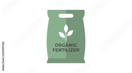 Bag of organic fertilizer with plant icon.