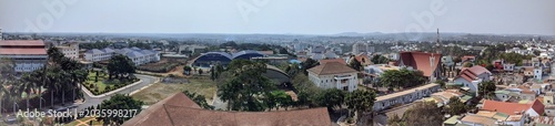 Cityscape in Buon Ma Thuot, Vietnam: Panoramic view of the residential area and lush greenery in the highland city in 2020