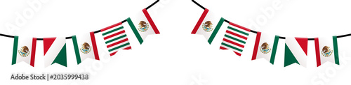 Mexico Flag Double Bunting Garland Illustration Cinco De Mayo Celebration Clip Art